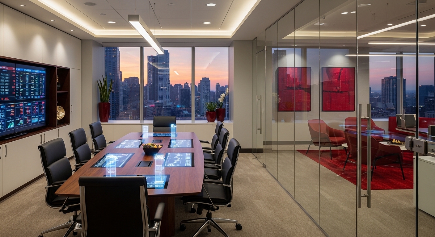 Professional venture capital office environment with modern design
